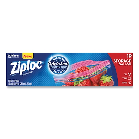 Ziploc Double Zipper Storage Bags, 1 gal, 1.75 mil, 9.6 x 12.1, Clear, PK228 PK 314467